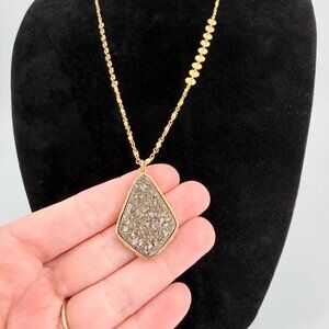 Gold Plated Stone Necklace – 30” Clasp-Free Layering Necklace | A. Marie Jewelry